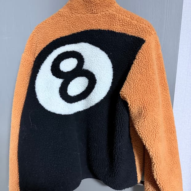 L) 스투시 8볼 리버시블 후리스 오렌지