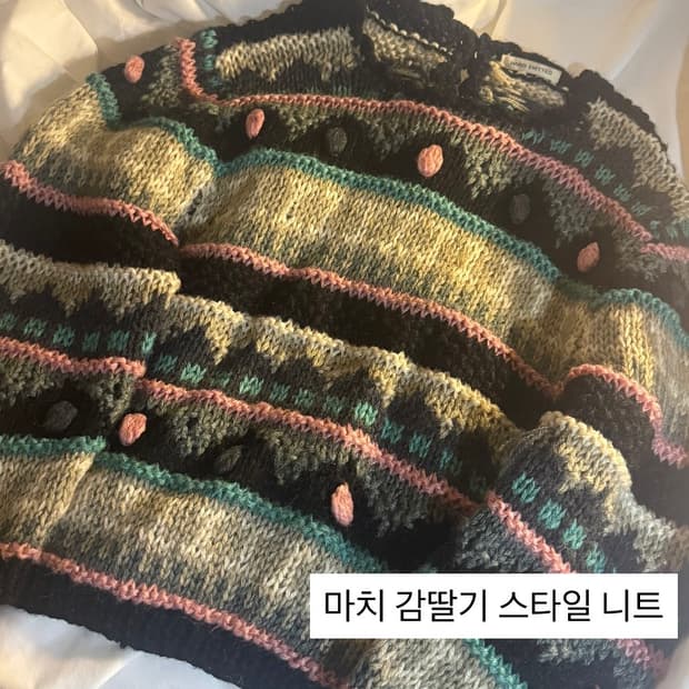 감딸기가 떠오르는 니트