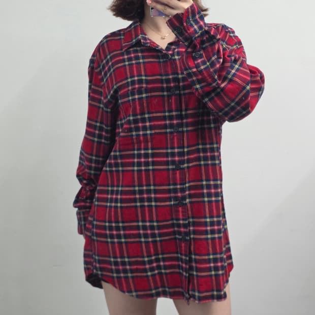 [프립]XL/유니클로 체크셔츠 레드
