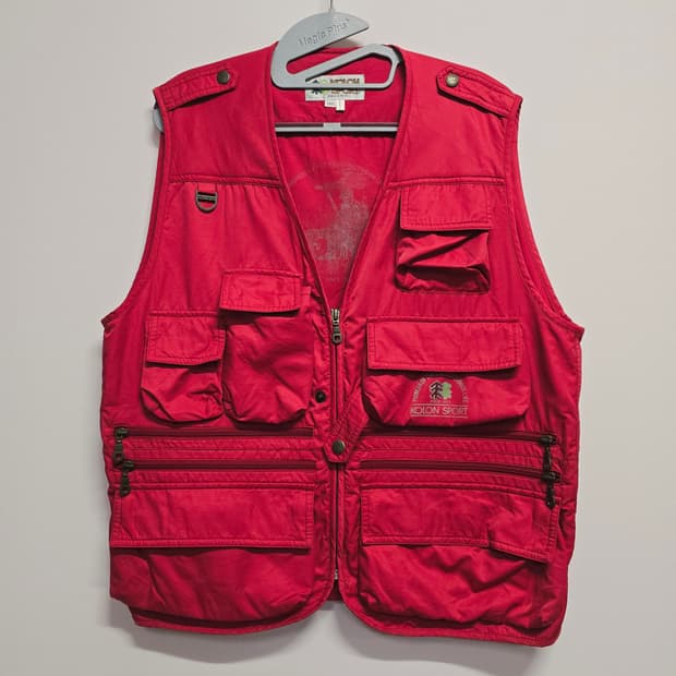 코오롱스포츠 빨간색 등산 올드조끼