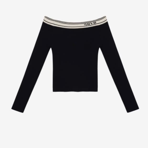 그로브 오프숄더 니트 블랙