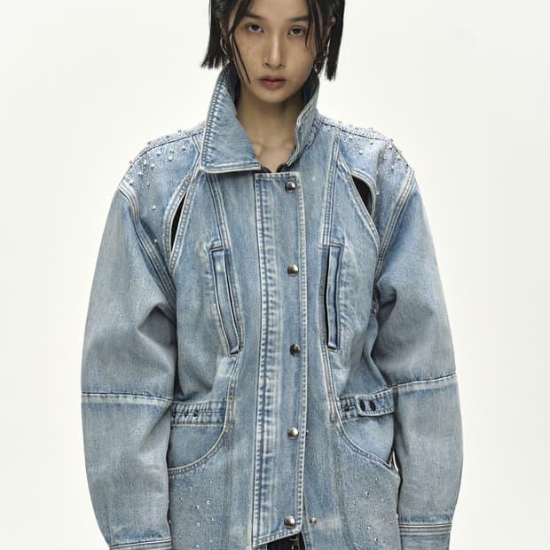 JEWELED DENIM WORK JACKET (BLUE)