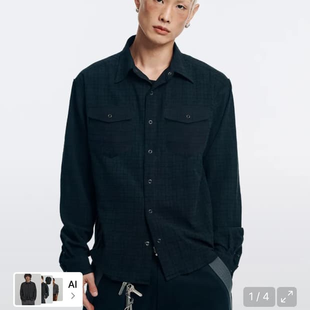 이지노이지 체크셔츠 블랙
