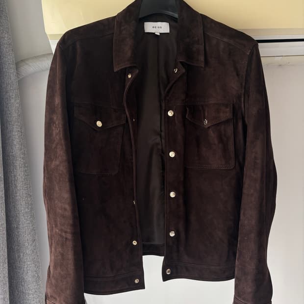 Reiss 초클릿 브라운 고트스웨이드 자켓 S