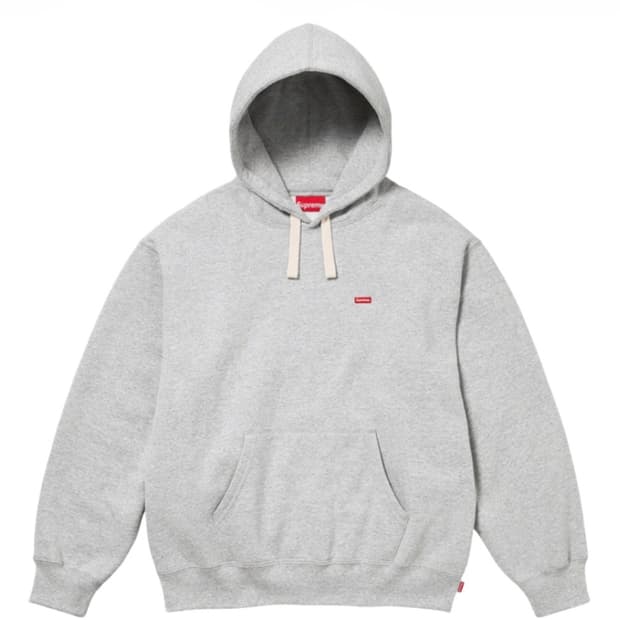 슈프림 스몰 박스 드로우코드 후드 스웨트셔츠 헤더 그레이 L