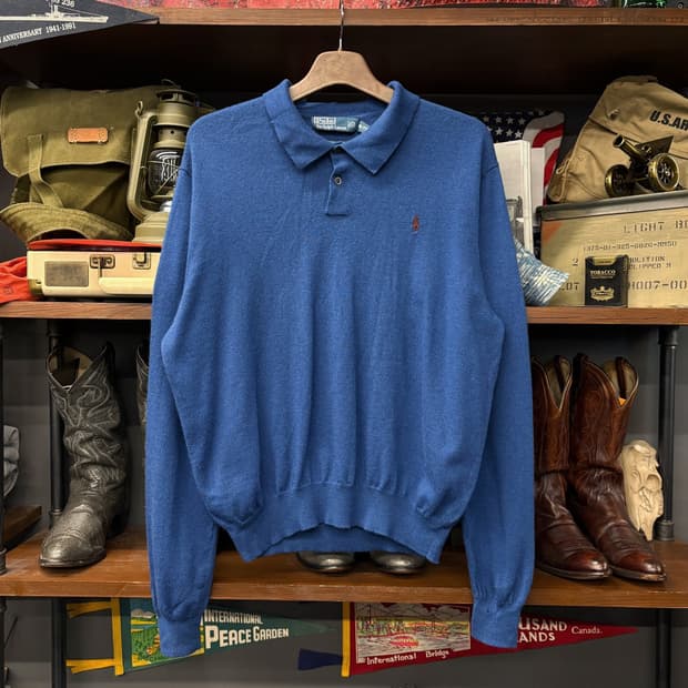 90s 폴로랄프로렌 갤럭시블루 소프트 메리노울 카라니트 N181