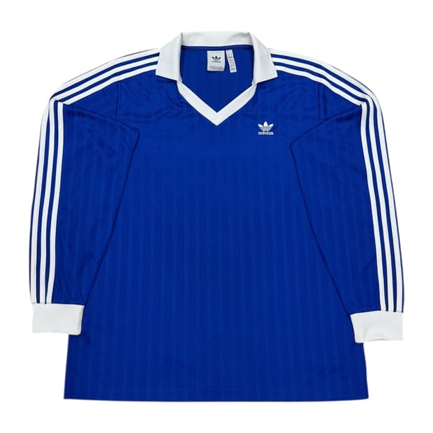 아디다스 피케 풋볼 저지 스트라이프 스포티 긴팔티 로얄블루 XL 105