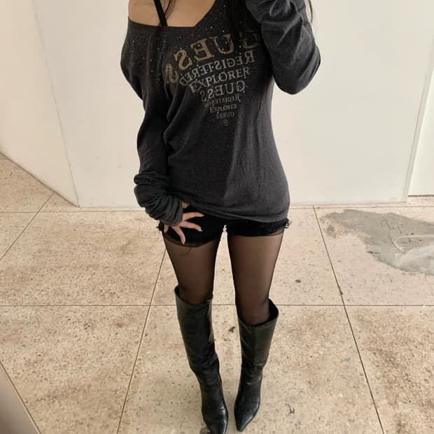 Guess rhinestone logo long sleeve
