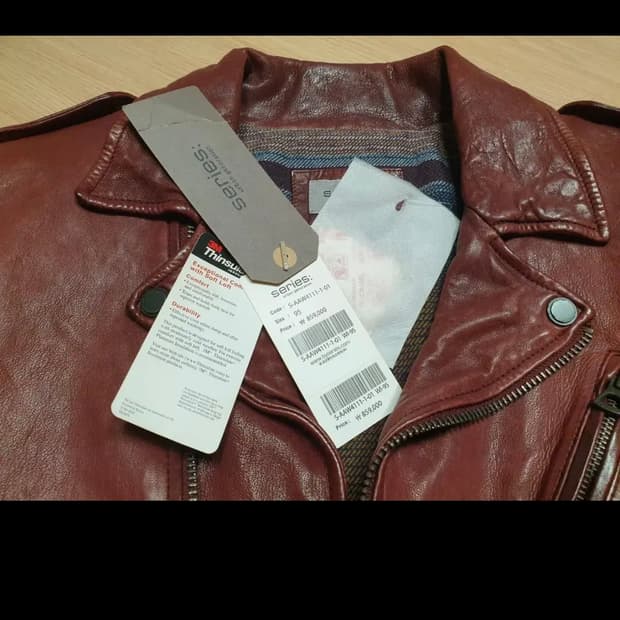 시리즈 포데로사 버건디컬러 가죽자켓 95사이즈