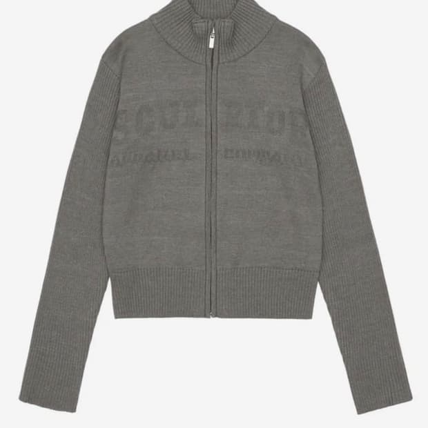 스컬프터 클래식 로고 니트 집업