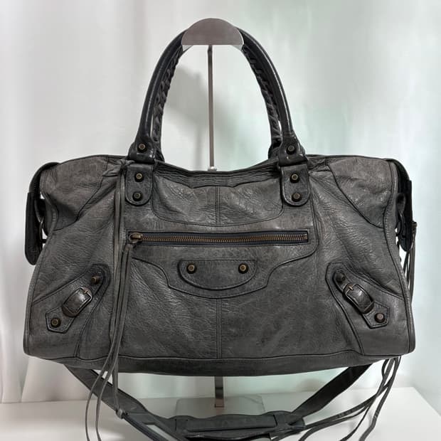 발렌시아가 파트타임 모터백 그레이