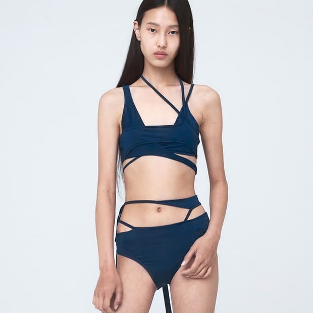 Nache 나체 wind layered bikini marine blue