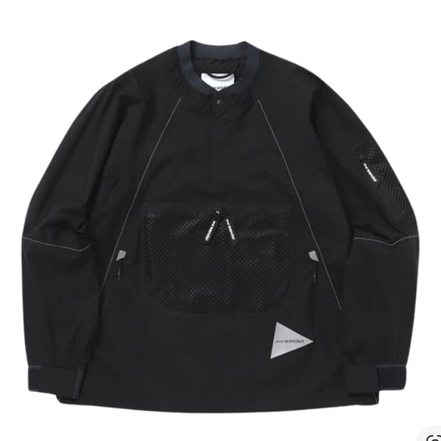 앤드 윈더 앤드 원더 브리드 립 풀오버 자켓 블랙 And Wander B