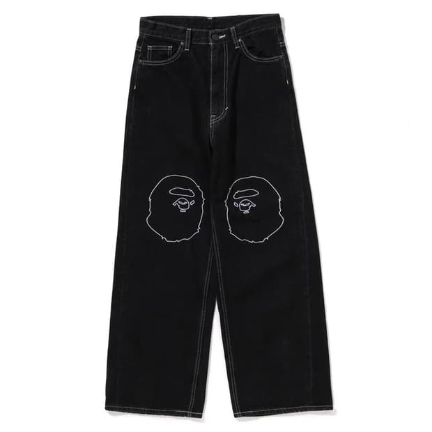 베이프 에이프 헤드 데님팬츠 블랙 M