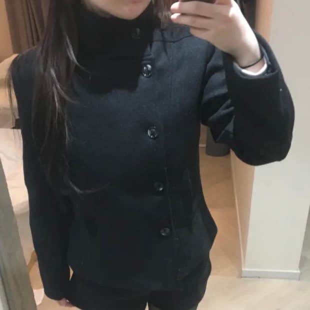 오조 더블 숏 코트 하이넥