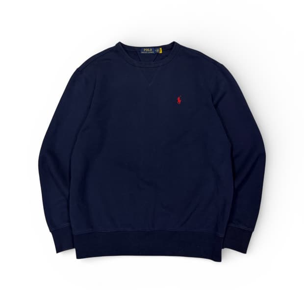 폴로 랄프 로렌 네이비 플리스 크루넥 스웻셔츠