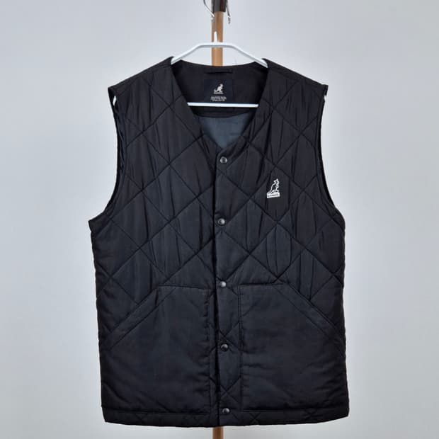 KANGOL 블랙 퀼팅 패딩 조끼 M