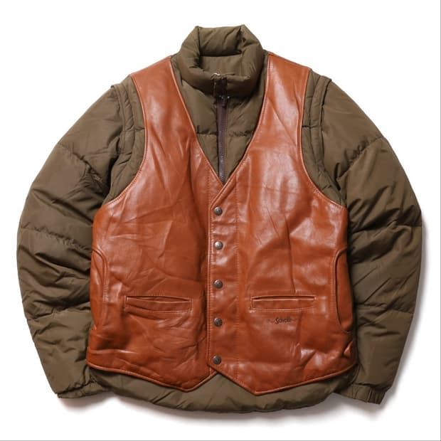 쇼트Schott Leather Vest Puffer Down Jacket