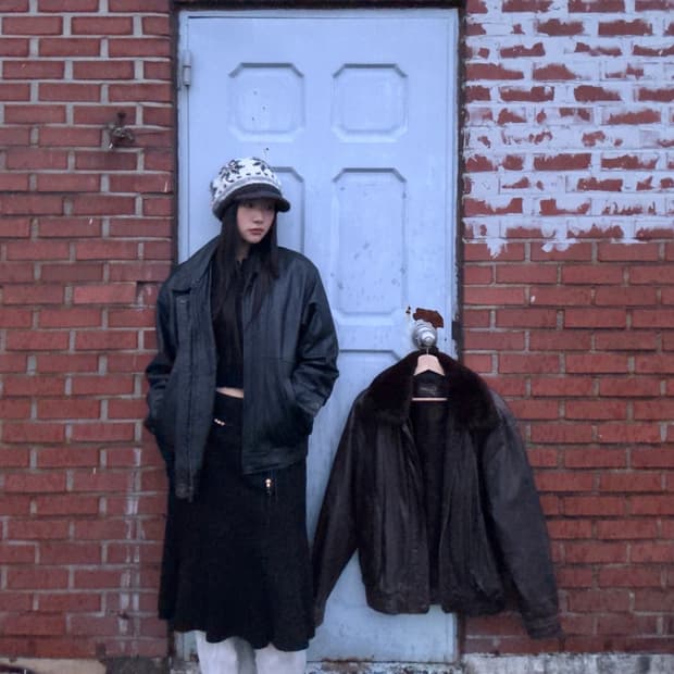 [Vintage] Cowhide Leather Jacket