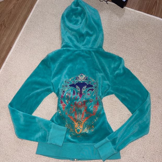 쥬시꾸띄르 민트 백디테일 벨벳 집업 y2k펑크갸루