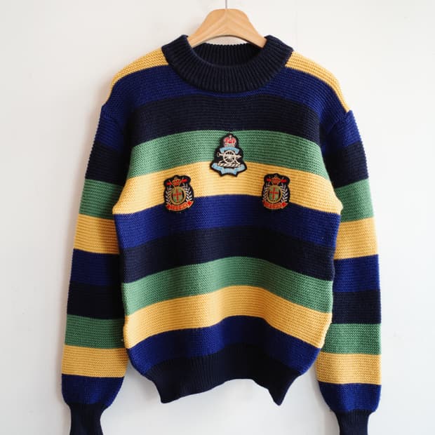 Japan brand 와펜패치 울 니트 