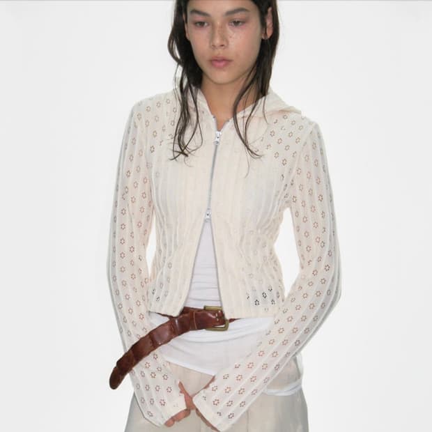 카셀 trimmed 집업 후디 펀칭 여름 가디건