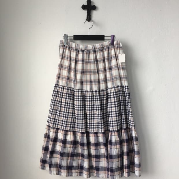 Check pattern mixed skirt