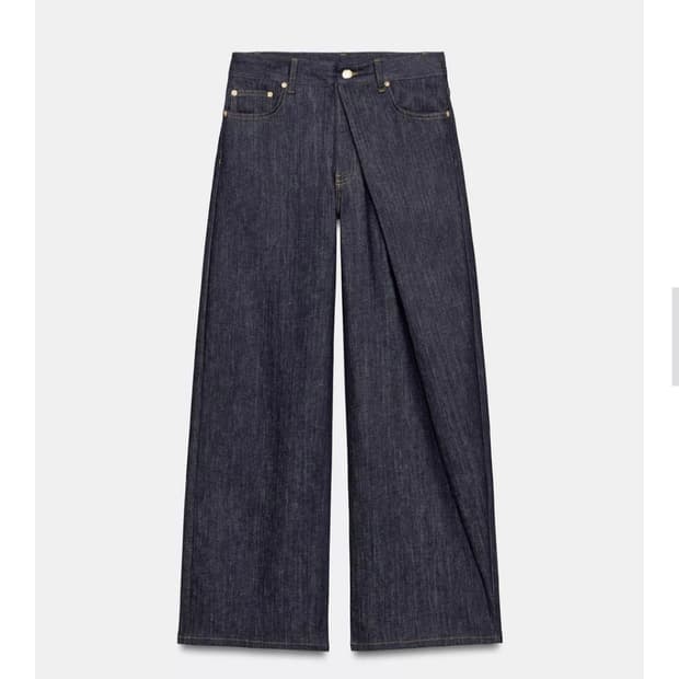 Zara 릴렉스드 플리츠 미드라이즈 진