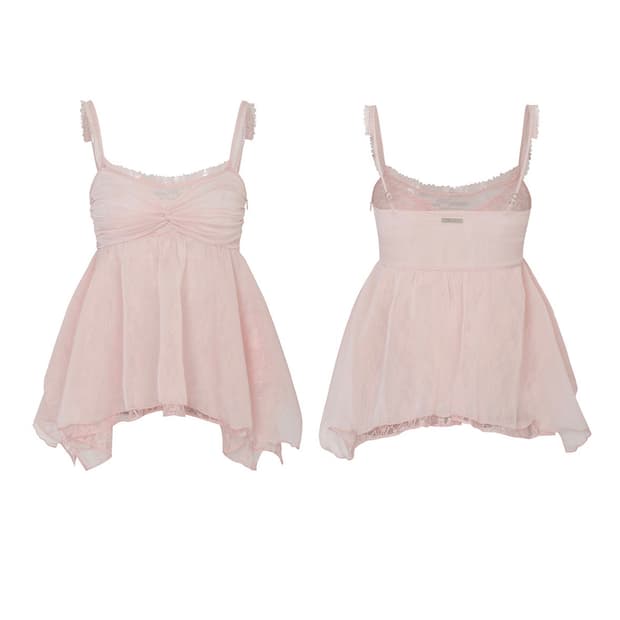 페인오어플레져 ROSE SHIRRING TOP pink