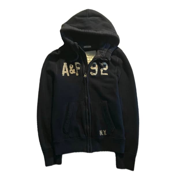 아베크롬비 기모 후드집업 네이비 크림