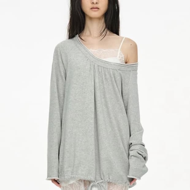 세릭 라운드 헴 스트링 탑 그레이