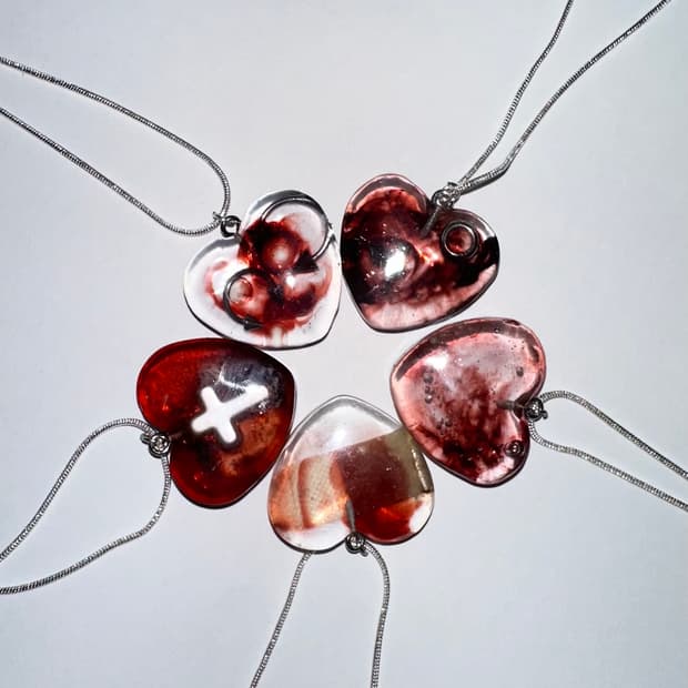 Blood heart necklaces 