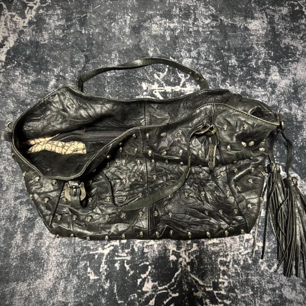 Punk style Skull Detail Leather Tote Bag