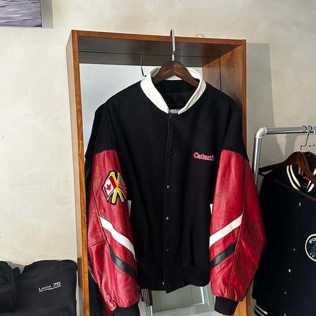 카타니아 레더 빈티지 바시티 자켓