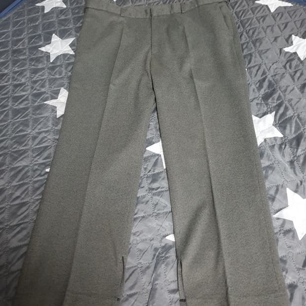 PERI JENSON 이중직원단 스판 밑단사이드 컷팅 슬랙스(37~38)