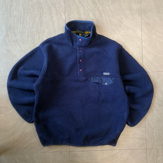 90s 90년대 생산 파타고니아 신칠라 네이비 스냅티 