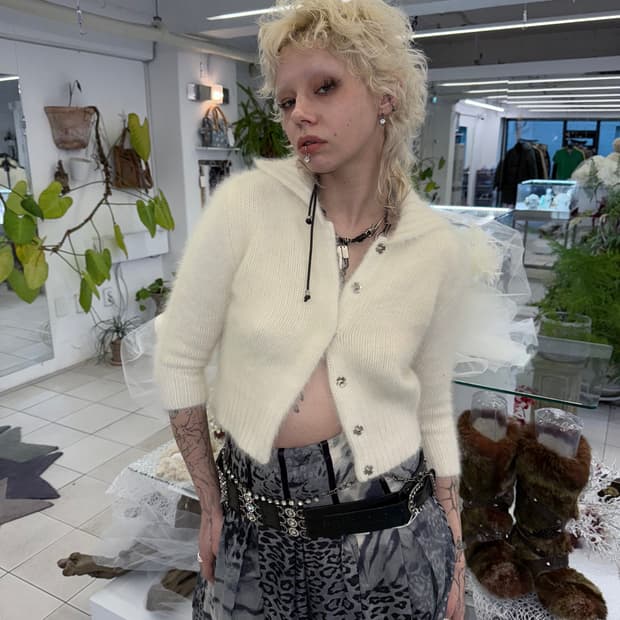 angora knit cardigan