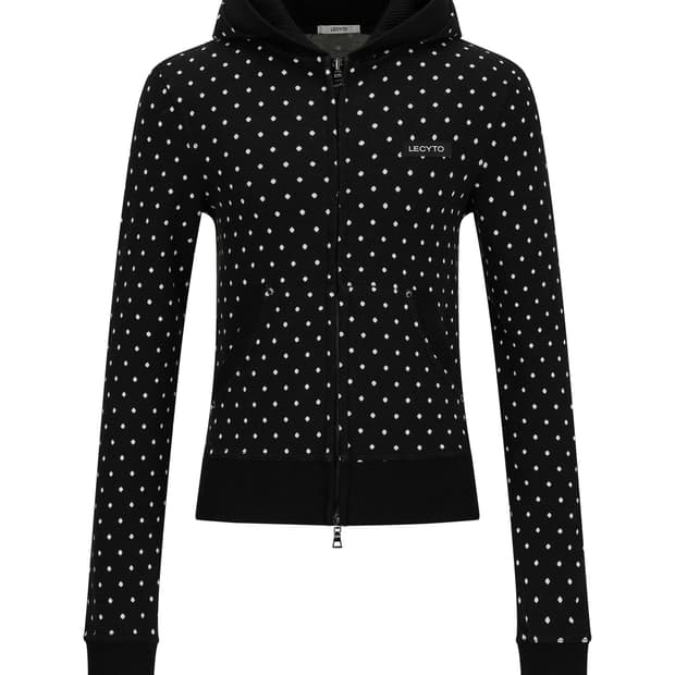 레씨토 Polka Dot Hoodie Zip-Up_[Black] 