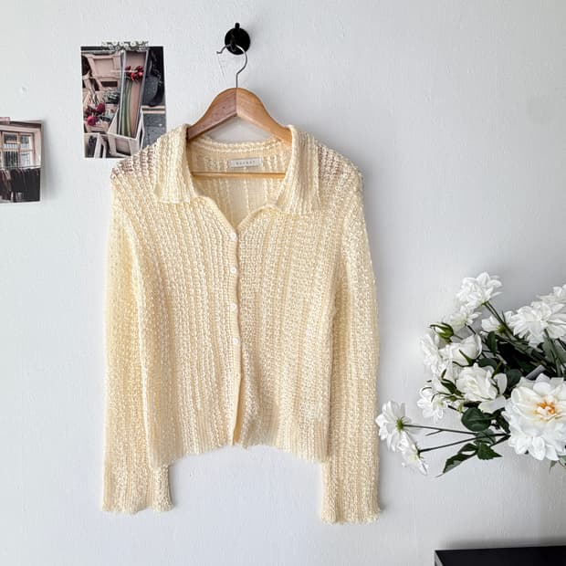 Lepvonj 레프본 짜임니트 셔츠 여름가디건 크림