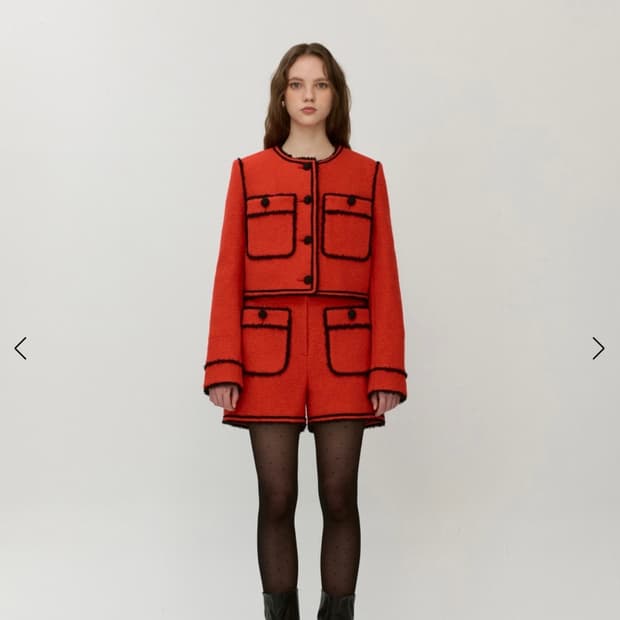 로맨시크 레드 트위드 자켓