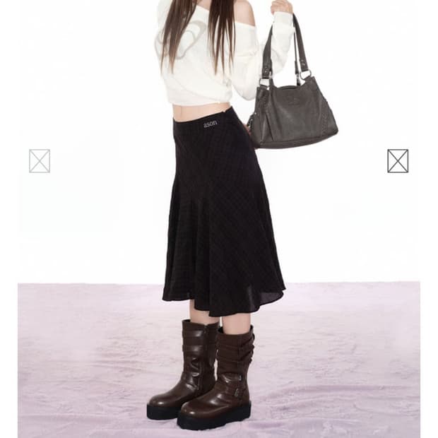 애즈온 런던 체크 미디스커트