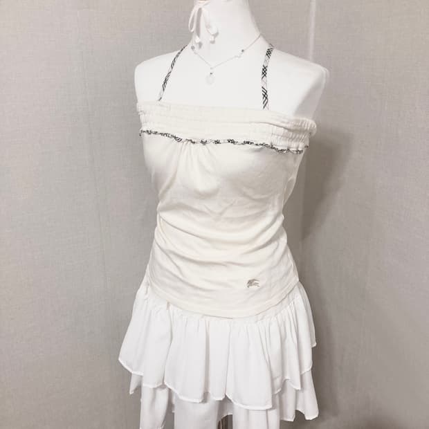 버버리 블루라벨 끈 나시 36