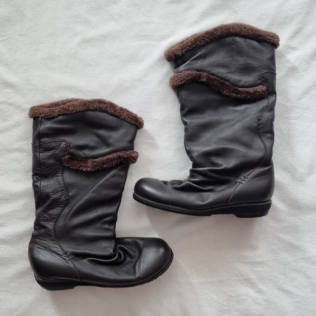 빈티지 브라운 퍼 부츠
