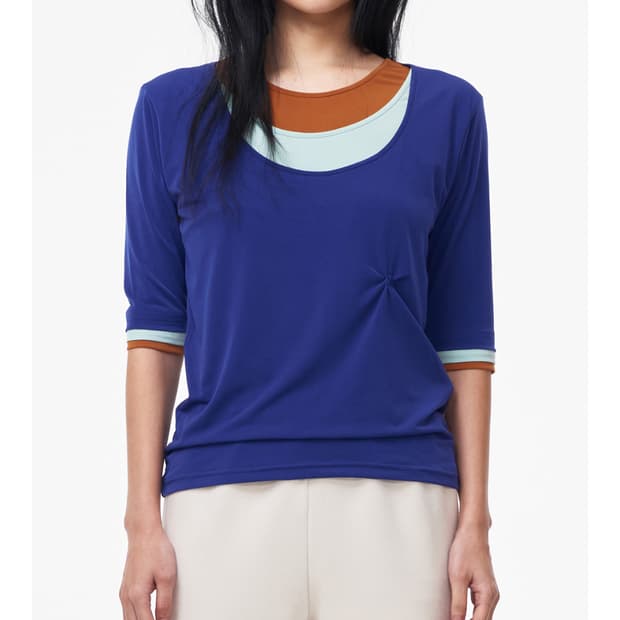 3-LAYERED HALF TOP blue