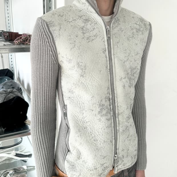 아르마니 익스체인지 퍼 스웨이드 니트 집업