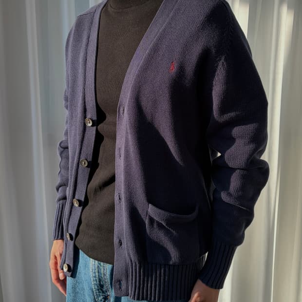 [M]폴로 랄프로렌 90s 코튼 니트 가디건 navy