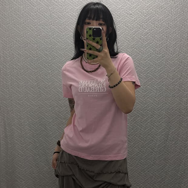 마리떼 프랑소와 저버 빈티지 딸기우유 핑크 반팔티 K0242