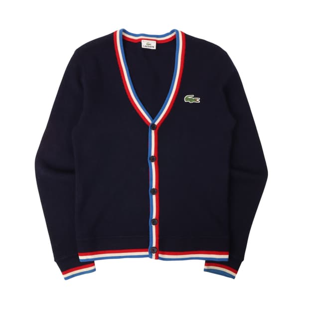 라코스테 네이비 프레피 울 가디건