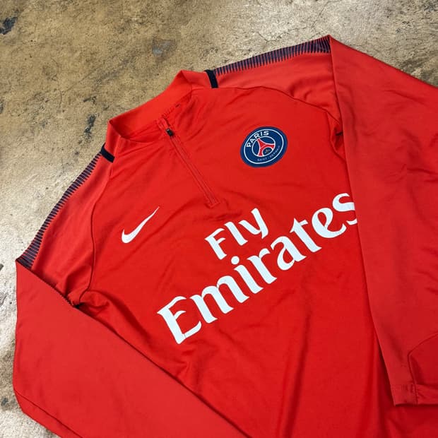 [정품/S] 나이키 스우시 17-18 파리생제르망 반집업 긴팔티 b10