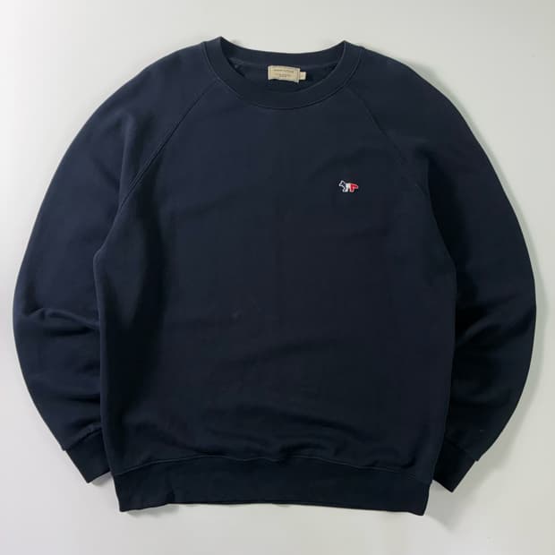 Maison kitsune 메종키츠네 트리컬러 폭스패치 네이비 맨투맨